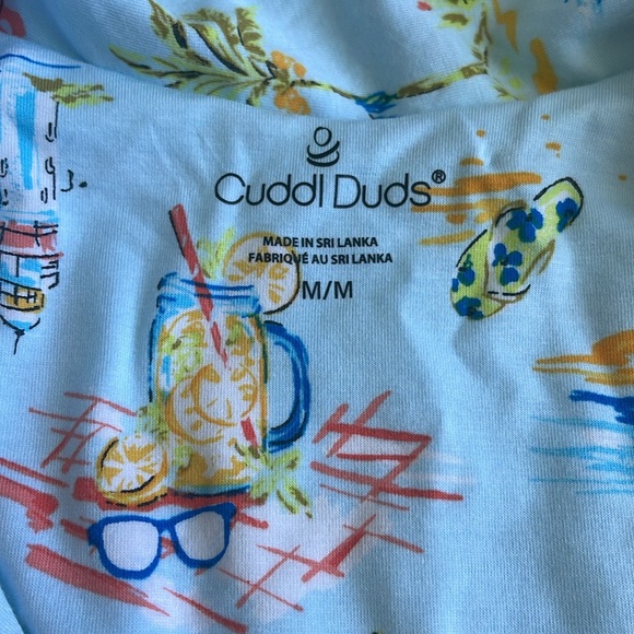 Cuddl Duds Light Blue Tropical Print Pajama Set - Picture 3 of 4
